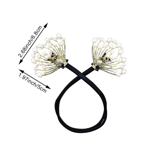 2 PACK Rhinestone Pearl Hair Bun Maker, Elegant Lazy Hair Curler, Crystal Hair Bun Maker, French Hairstyle Twist Bun Maker, Elegant Hair Accessories For Women Girls