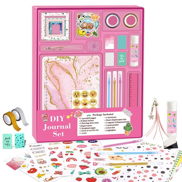 Hamoswy DIY Journal Kit,Gifts for Girls Age of 8 9 10 11 12 13 Years Old,Stationery Set,Scrapbook & Diary Supplies Set,Art Supplies for Teenage Girls,Birthday Gifts Ideas for Girls