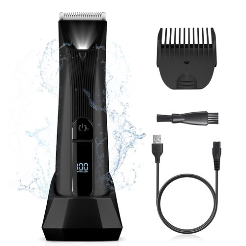ST-CARE Cordless Ceramic Hair Trimmer for Men, Body Groomer with Adjustable Blade Bikini/Pubic Hair Trimmer for Men Women - Ideal for Home and Professional Use, Male Razor IPX7 Waterproof