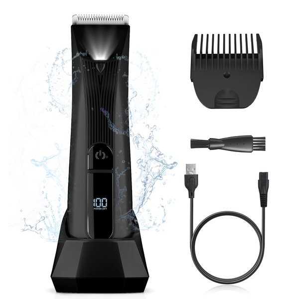 ST-CARE Cordless Ceramic Hair Trimmer for Men, Body Groomer with Adjustable Blade Bikini/Pubic Hair Trimmer for Men Women - Ideal for Home and Professional Use, Male Razor IPX7 Waterproof
