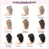 REECHO 12" Ponytail Extension, Classic Loose Curly Wavy Claw Clip Pony tails Hair Extensions Hairpieces for Women - Chocolate Brown with Highlights