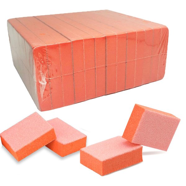 MARYTON Nail Buffer Mini Block File, 130 Count (Orange, Acrylic, Fine Grit 100)