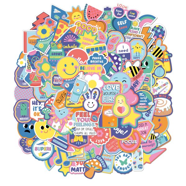 Carson Dellosa We Stick Together 100pc Retro Stickers Aesthetic Vinyl Stickers, Waterproof Flower Stickers, Motivational Stickers, and More Cool Stickers for Laptop, Water Bottle, and Phone Case