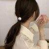 Pearl Hair Scrunchies for Women French White Pearl Elastic Scrunchies Elegant Hair Ties Hair Accessories for Thick Hair High Ponytail Holder Hair Jewels for Girls