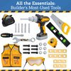 Kids Tool Set with Tool Box, Electronic Toy Drill with Bits & Construction Vest – Pretend Play Kit with Safety Googles, Gas Shield, Tape Measure, Saw, Bubble Level, Screwdriver, Nuts & Bolts