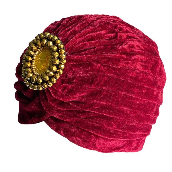 Decou Twist Pleated Hair Wrap Stretch Turban 0545 (Wine)