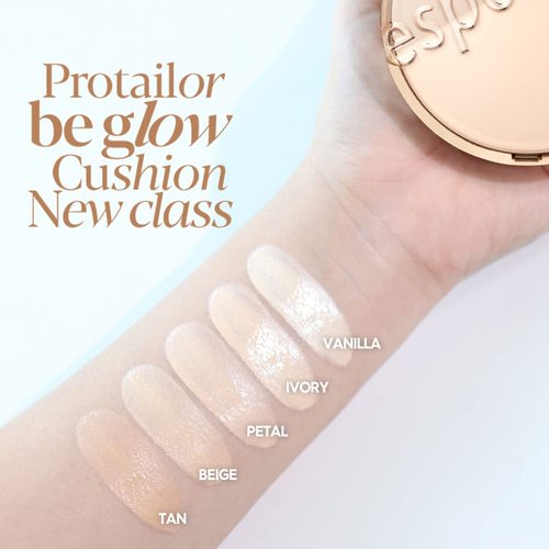 Espoir Pro Tailor Be Glow Cushion New Class #2 Ivory 0.46 oz with 0.46 oz Refill | Long-Lasting Dewy Cushion Foundation | Radiant & Glow Skin with Buildable Coverage | Korean Cushion Foundation