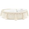 Mkono Small Boho Decor Basket for Bathroom Macrame Cotton Rope Woven Toilet Tank Top Storage Back of Toilet Organizer Tray for Counter Shelf Table Bedroom Living Room Nursery, Ivory, 1 Pack