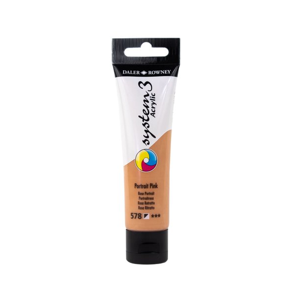 Daler Rowney System3 Peach Pink 59ml Acrylic Paint Tube - Acrylic Painting Supplies for Artists and Students - Artist Paint for Murals Canvas and More - Art Paint for All Skill Sets