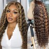 BLOCKICE Ombre Lace Front Wig Human Hair Wigs for Black Women 4/27 highlight lace front wigs human hair Honey Blonde 13x4 Deep Wave Lace Frontal Wig Pre Plucked 26 Inch