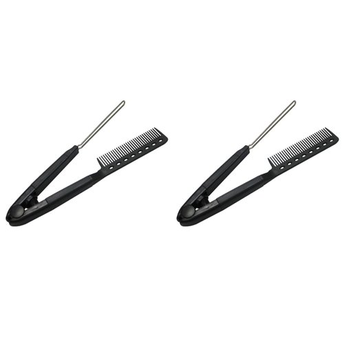 FRCOLOR 2Pcs Straightening Comb Flat Iron Comb Salon Hair Brush Combs V-shaped Straight Comb Hairdressing Styling Hair Straightener for Hair Salon Home Use