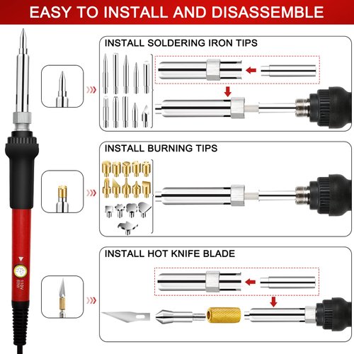 Wood Burning Kit for Beginners, 73PCS Professional Wood Burning Pen and Accessories Wooden Kits Embossing Carving and Wood Burning