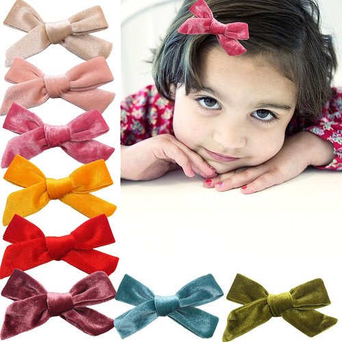 Spenlly 2Pcs Girls Velvet Bow Hair Clips 4 Inch Bow Hair Barrettes Hair Accessories for Baby Girls Kids (Black)