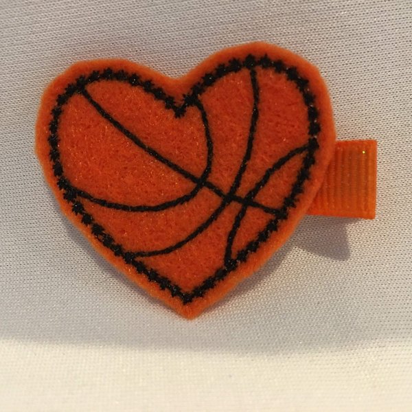 Felt Basketball Hair Clip Basketball Feltie Basketball Fan Heart Shaped Basketball