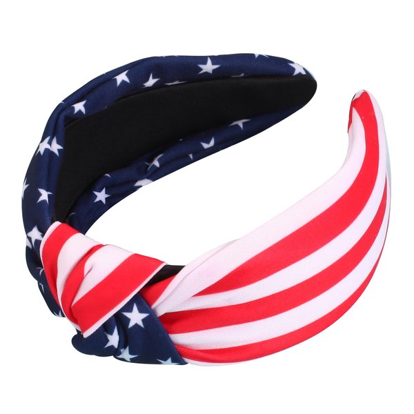 American Flag Headbands for Women Girls USA 4th of July Wide Knottted Headband Red White and Blue Star Stripe Patriotic Headbands Hair Hoop Independence Day Hair Accessories Gifts