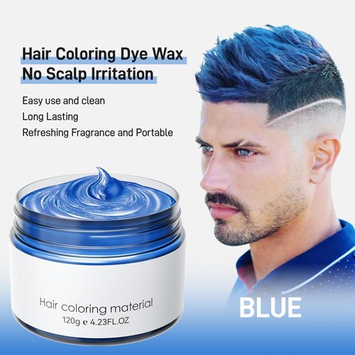 Blue Temporary Hair Dye,Temporary Hair Color Wax,Natural Washable Hair Dye Temp Hair Color for Women Men Kids Party Cosplay Halloween