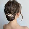 Foryysa Bridal Wedding Hair Pins for Women Rose Gold Rhinestone Pearl Vine Headpiece Elegant Flower Leave Handmade Headwear Sparkly Design