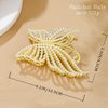 Yovic Fashion Rhinestone Butterfly Hair Clips Gold Bling Pearl Hair Claw Clip Sparkly Butterflies Hair Jaw Clips 1Pcs Hair Accessories for Women and Girls (Pearl Rhinestone Butterfly Clip)