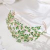 JWICOS Wedding Tiara Headband for Women Crystal Handmade Queen Leaf Bridal Headband Headpieces Wedding Hair Accessories for Prom Halloween Cosplay Party Pageant (Green Gold)