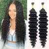 BUGUQI Human Braiding Hair 2 Bundles 100g Deep Wave Bulk Boho Braids Human Hair Unprocessed Brazilian Virgin Curly Hair Extensions for Braids Natural Black Color No Weft(18 Inch)