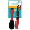 FURemover Grooming Brush & Comb Set, Suitable for All Coats, Includes One Flea Comb and One Dual-Sided Brush with Soft Bristles and Rounded Pins, Black and Red (1208A12-AMZ)