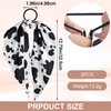 Pndeyo 2pcs Cow Print Hair Band for Women, Non-Slip Elastic Print Hair Ties Scrunchies, Rabbit Bunny Ear Bow Ponytail Holder Hair Ropes Halloween Accessories for Curly Straight Thin Thick Fine Hair