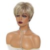 MIUXIU Ladies Blonde Short Fluffy Layered Nature Side Part Wigs Blonde Short Straight Wigs for Women Hair Heat Resistant Full Wigs Short Layer bangs Hair (Blonde)