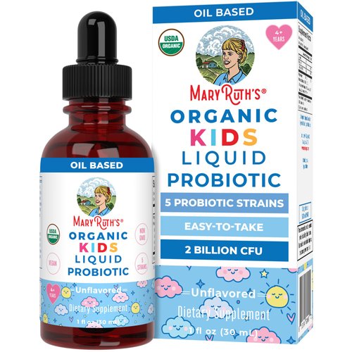 Kids Probiotic Liquid Drops by MaryRuth's | USDA Organic Probiotics for Digestive Health | Ages 4+ Gut Health & Immune Support Supplement | Overall Health | Vegan | Non-GMO | 1 Fl Oz