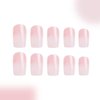 Pink Gradient Press on Nails Square Medium Coffin Fake Nails Kit Glossy Light Pink False Nails Reusable Artificial Natural Fit Glue on Nails Acrylic Stick on Nails for Women Manicure 24Pcs