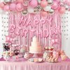 Amandir Pink Birthday Decorations for Women Girls, Pink Silver Balloon Crown Happy Birthday Banner Foil Balloons Fringe Curtains Glitter Silver Star Garland for Girl Women Birthday Pink Party Supplies