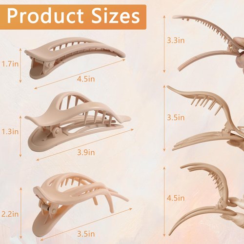 12 Pack Flat Hair Clips, French Design Flat Hair Clips, French Concord Hair Clips, Alligator Hair Clips for Women, Oval Barrette Jaw Clips, Strong Hold Side Hair Clamps , Matte Claw Clips for Thick