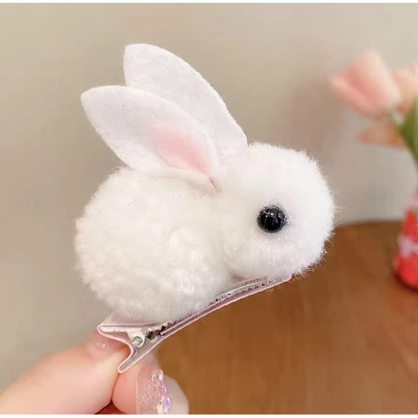 4Pcs Plush Bunny Hair Clips, Cute Bunny Hair Claw Clips for Womens Bunny Hair Clip Mini Hair Clips, Girls, Rabbit Hair Clip, Hold Hair Clip Easter Plush Rabbit Hairpin for Thin Hair Hold Hair Clip