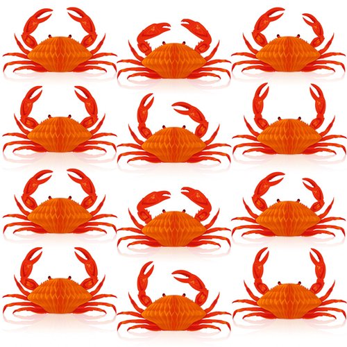 12Pcs Tissue Crab Lobster Honeycomb Centerpiece for Crab Party Decoration Crab Themed Party Table Centerpiece Crab Lobster Table Topper for Sea Animal Lobster Baby Shower Birthday Party Supplies