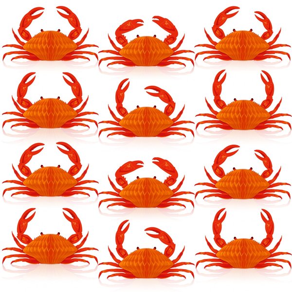 12Pcs Tissue Crab Lobster Honeycomb Centerpiece for Crab Party Decoration Crab Themed Party Table Centerpiece Crab Lobster Table Topper for Sea Animal Lobster Baby Shower Birthday Party Supplies