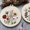 Harimau 3 Pack Embroidery Kit for Beginners , Floral Plant Pattern,Cross Stitch Kits Set , Including Stamped Embroidery Cloth with 3 Embroidery Hoops, Color Threads and Tools (Flower)