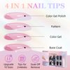 Halloween Press on Nails Square Fake Nails Acrylic Nails Kit with Black Cat Pattern Design Full Cover Artificial False Nails Medium Glue on Nails for Women Girls 24Pcs