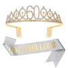 Sliver Gold "60 & Fabulous"Sash & Rhinestone Tiara Set, 60th Birthday Gifts for Women, Birthday Sash/Tiara for Women's 60th Birthday Party Decoration(Sliver 60th)