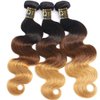 QTHAIR 14A Grade Ombre Body Wave Hair 3 Bundles 10" 12" 14" Brazilian Body Wave Weave 100% Human Hair Extensions 3 Tone 1b 4 27 Color Ombre Brazilian Body Wave Hair Bundle