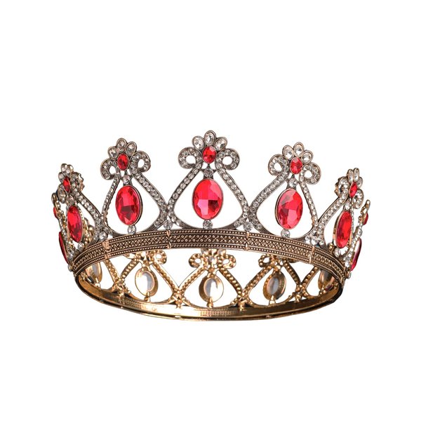 S SNUOY Crystal Tiaras for Women Gold Crown for Women Red Rhinestones Headband Hair Accessories for Birthday Wedding Party Costume