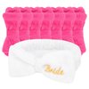 Jaciya Bachelorette Party Favors Spa Makeup Headband 8 Packs Bride Bridesmaid Headband Bridal Shower Gifts Wedding Hair Accessories(White,Hot Pink)