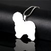 Big Stainless Steel Old English Sheepdog OES Dog Silhouette Pet Dog Tag Breed Collar Charm Pendant Necklace