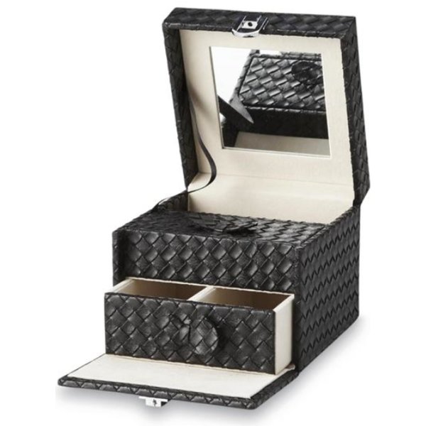 Jaclyn Smith Simulated Leather Travel Jewelry Box 5-1/2 square