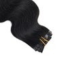 Seamless Clip in Hair Extensions Remy Human Hair, 12 Inch Natural Black Body Wave, Real Human Hair Extensions Invisible PU Clip Ins Skin Weft 90g 7pcs
