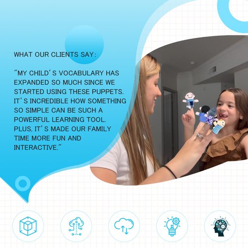 Sealive 6 PCS Family Finger Puppets Set - Finger Puppets for Toddlers 1-3 - Interactive Educational Animal Finger Puppets for Storytime, Playtime, and Learning - Safe, Soft Plush