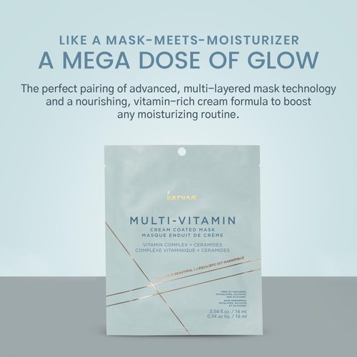 Karuna Skin - MULTI-VITAMIN Face Masks Skincare Must-Have, Cream-Coated Vitamin-Rich Collagen Mask, Facial Masks, Face Mask Set 4 Sheets per Pack