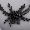 Kercisbeauty Black Rhinestones Beads Long Branch Hair Comb for Wedding Brides Women Girls Halloween Hair Pieces Jewelry Handmade Boho Hair Accessories