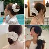 1 Pc Hair Ties for Women - Hair Scrunchies Girls 1-Piece Set - White Lace Design - Premium Fabric Ponytail Holder Hair Tie，Hair Accessories（White）