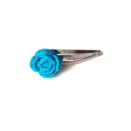 Turquoise rose hair clip accessory azure barrette