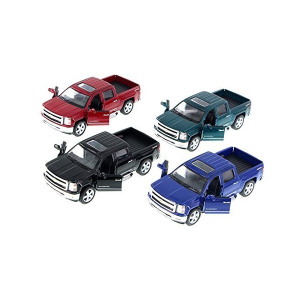 KiNSMART 2014 Chevy Silverado Pick-up Truck, Set of 4 5381D - 1/46 Scale Diecast Model Toy Cars,unisex-children