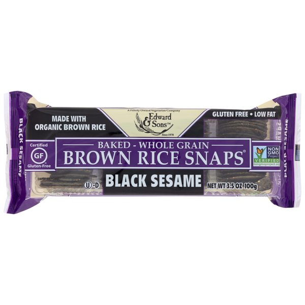 Edward & Sons, Brown Rice Snaps, Black Sesame Flavor, Organic, 3.5 oz